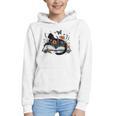 Retro Cute Cat Floral Book Librarian Vintage Floral Cat Book Graphic Youth Hoodie