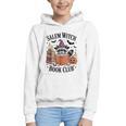 Salem WItch Book Club Halloween Raccoon Witch Reading Book Graphic Youth Hoodie