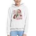 He Sees What You'Ve Been Reading Bookish Christmas Humor Graphic Youth Hoodie He Sees What You'Ve Been Reading Bookish Christmas Humor Graphic Youth Hoodie