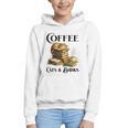 Sleeping Cat And Books With Coffee Lover Graphic Youth Hoodie