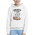 Unearth a Story Cute Dinosaur Summer Reading 2026 Dino Book Graphic Youth Hoodie