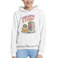 Unearth A Story Cute Turtle Reading Books Librarian Graphic Youth Hoodie