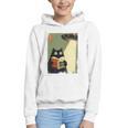 Vintage Japanese Cat Book Lovers UFO Alien Abduction Cat Dad Graphic Youth Hoodie