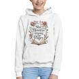 Women's She Blooms Among The Pages Women Mom Wife Floral Book Lover Graphic Youth Hoodie