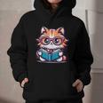 Adorable Book Lover Maine Coon Cat With Reading Glasses Cute Graphic Youth Hoodie