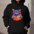 Cat Book Shirt Colorful Cat Reading Book Graphic Youth Hoodie