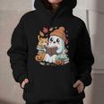 Cute Cozy Ghost Reading With Cat Book Lover Autumn Fall Graphic Youth Hoodie