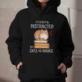 Easily Distracted By Cats And Books Reading Lover Bookish Graphic Youth Hoodie