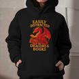 Easily Distracted By Dragons And Books Reading Graphic Youth Hoodie