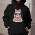 Ghost Reading Book Halloween Cat Lover Graphic Youth Hoodie