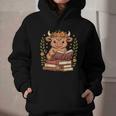 Highland Cow Reading Book Graphic Cow With Book Floral Graphic Youth Hoodie