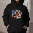Patriotic German Shepherd Books Baseball USA Flag Vintage Graphic Youth Hoodie