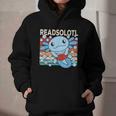 Readsolotl Blue Kawaii Axolotl Book Lover Reading Retro Graphic Youth Hoodie