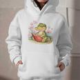 Crocodile Reading Book Watercolor Flowers Kids Graphic Youth Hoodie