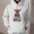 Cute Highland Cow With Book Floral Bookworm Librarian Book Graphic Youth Hoodie