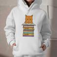 Cute Orange Tabby Cat Reading On Pile Of Books Graphic Youth Hoodie Cute Orange Tabby Cat Reading On Pile Of Books Graphic Youth Hoodie
