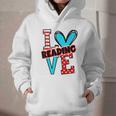 I Heart Books Love Reading Red And Stripe Animated Cat For Men Women Girls Kids Graphic Youth Hoodie