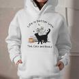 Life Is Better With Tea Cats And Books Cat Sayings Graphic Youth Hoodie