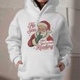 He Sees What You'Ve Been Reading Bookish Christmas Humor Graphic Youth Hoodie He Sees What You'Ve Been Reading Bookish Christmas Humor Graphic Youth Hoodie
