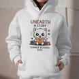 Unearth a Story Cute Kitten Summer Reading 2026 Cat Book Graphic Youth Hoodie