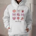 Valentine Teacher Cute Bows Apple Globe Pencil Books Art Graphic Youth Hoodie