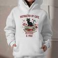 Women's Cat Books Romantic Floral Aesthetic Book Lover Cat Owner Graphic Youth Hoodie