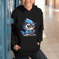 Adorable Book Lover Blue Jay With Reading Glasses Cute Graphic Youth Hoodie Adorable Book Lover Blue Jay With Reading Glasses Cute Graphic Youth Hoodie