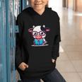 Adorable Book Lover Cow With Reading Glasses Cute Graphic Youth Hoodie