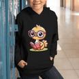 Adorable Book Lover Ostrich With Reading Glasses Cute Graphic Youth Hoodie