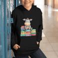 Adorable Donkey With Heart Sitting On Colorful Book Stack Graphic Youth Hoodie