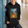 Bigfoot And Alien Reading Books Campfire Halloween Graphic Youth Hoodie