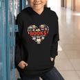 Books Heart Valentines Day Books Are My Love Language Graphic Youth Hoodie
