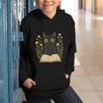 Cat Reading Book Flowers Graphic Youth Hoodie