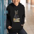 Cat Sitting On Books Graphic Youth Hoodie