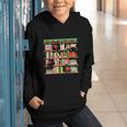 Christmas Cat Santa Bookshelves Book Lover Reader Graphic Youth Hoodie