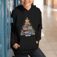 Christmas Tree Made Of Books Librarian Reader Holiday Graphic Youth Hoodie