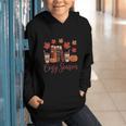Cozy Season Autumn Leaves Books Pumpkins Fall Halloween Graphic Youth Hoodie