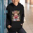 Cute Baby Highland Cow With Reading Book Bookworm Graphic Youth Hoodie Cute Baby Highland Cow With Reading Book Bookworm Graphic Youth Hoodie