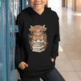 Cute Baby Highland Cow Reading Book Librarian Bookworm Graphic Youth Hoodie