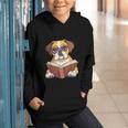 Cute Dog Boxer Reading Book Graphic Youth Hoodie