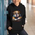 Cute Dog English Bulldog Reading Book Graphic Youth Hoodie Cute Dog English Bulldog Reading Book Graphic Youth Hoodie
