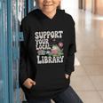 Cute Frog Support Your Local Library Librarian Book Lover Graphic Youth Hoodie