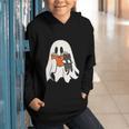 Cute Ghost Cat Reading Book Spooky Season Halloween Costume Graphic Youth Hoodie