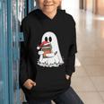 Cute Ghost Holding Books Bookish Christmas Graphic Youth Hoodie