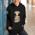 Cute Giraffe With Book Floral Bookworm Librarian Book Lover Graphic Youth Hoodie