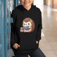 Cute Hedgehog Book Lover Readers Animal Reading Graphic Youth Hoodie