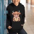 Cute Highland Cow Reading Book Graphic Youth Hoodie Cute Highland Cow Reading Book Graphic Youth Hoodie
