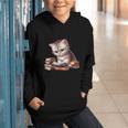 Cute Kitten Bookworm Adorable Cat With Glasses Reading Book Graphic Youth Hoodie Cute Kitten Bookworm Adorable Cat With Glasses Reading Book Graphic Youth Hoodie