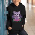Cute Pastel Goth Bat Reading Book Graphic Youth Hoodie