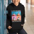 Cute Penguin Reading Book School Librarian Teacher Student Graphic Youth Hoodie